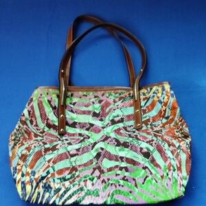Jimmy Choo Brown and Green Tote Bag